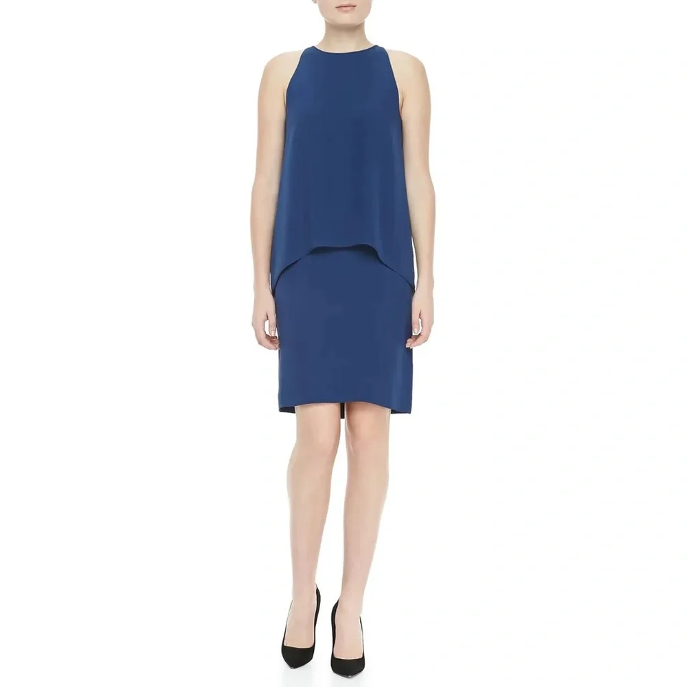 THEORY Womens Sleeveless Dress Lyall Solid Blue - Picture 2 of 9